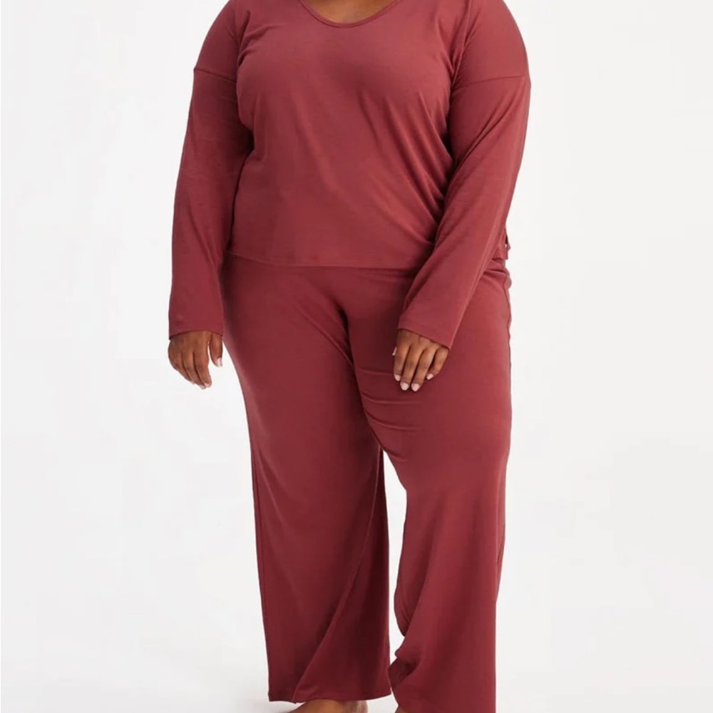 girlfriend collective Maroon Long-Sleeve Pajama Shirt